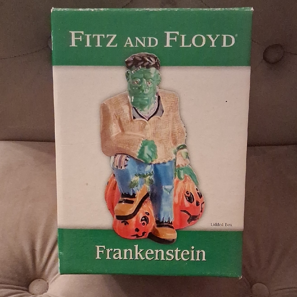 Fitz and Floyd Frankenstein Lidded Box with Green and Orange